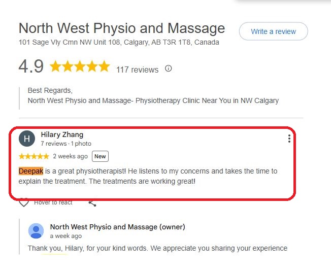 best Physiotherapist in NW Calgary Reviews 2